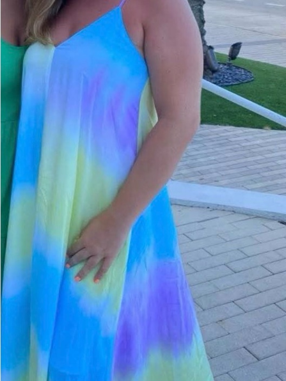 Women’s Tie-Dye Maxi Dress in Blue, Purple & Yellow